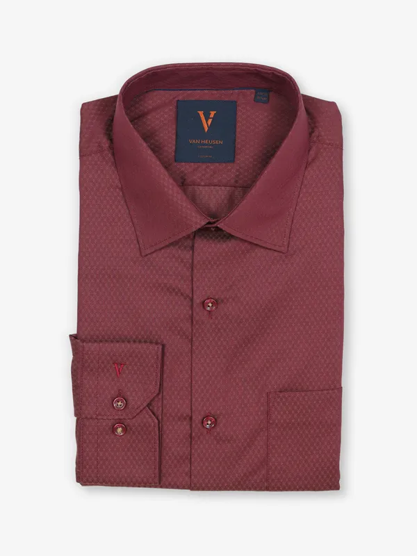 VAN HEUSEN maroon texture cotton shirt