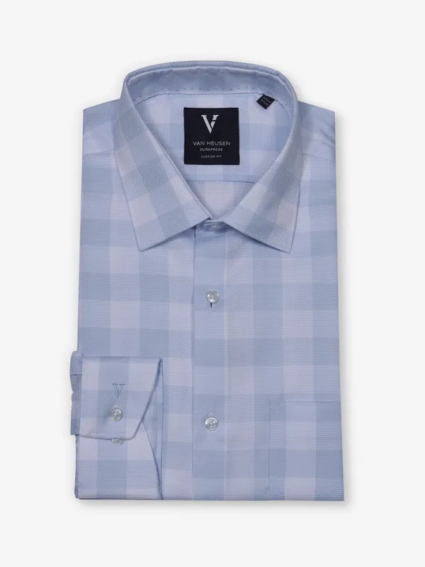 VAN HEUSEN mint blue checks cotton shirt