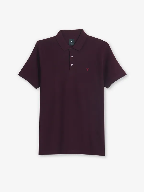 VAN HEUSEN olain wine cotton polo t-shirt