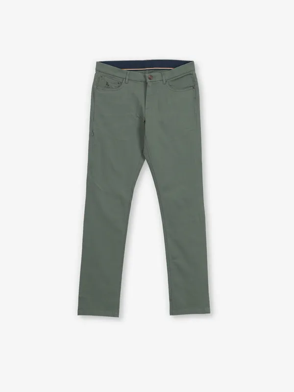VAN HEUSEN olive green cotton trouser for men