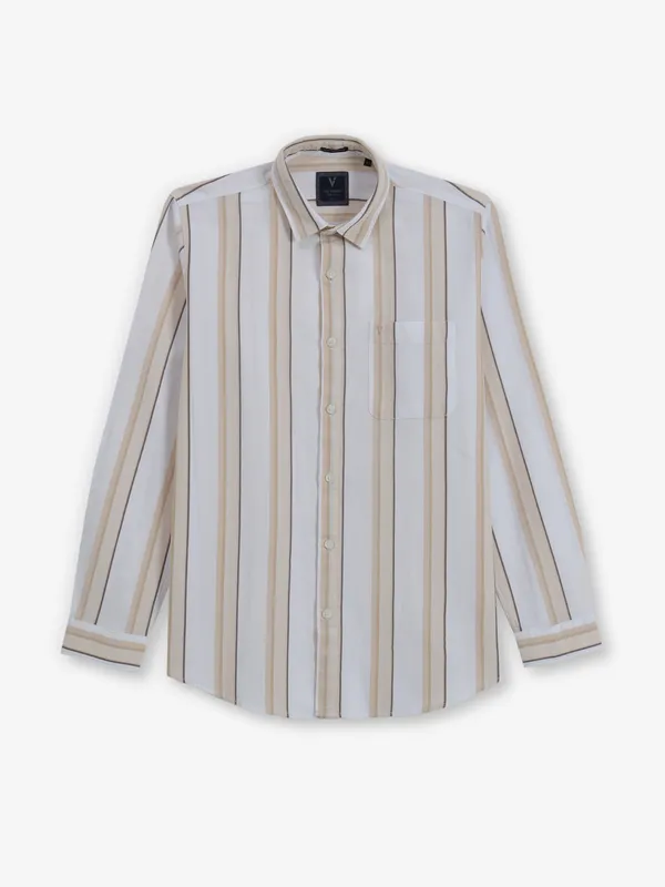 VAN HEUSEN stripe beige shirt for men