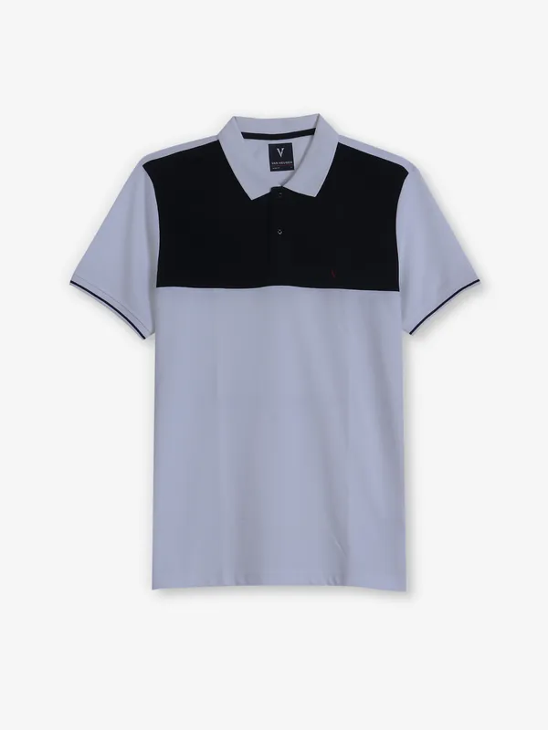 VAN HEUSEN white color block cotton t-shirt