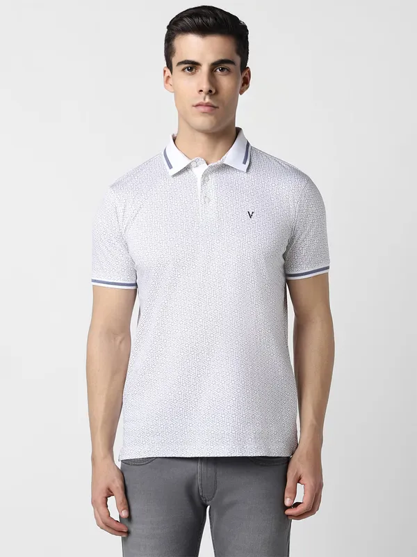 VAN HEUSEN white printed polo t-shirt