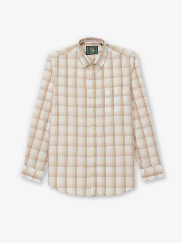 VAN HUESEN cream plain casual shirt in cotton