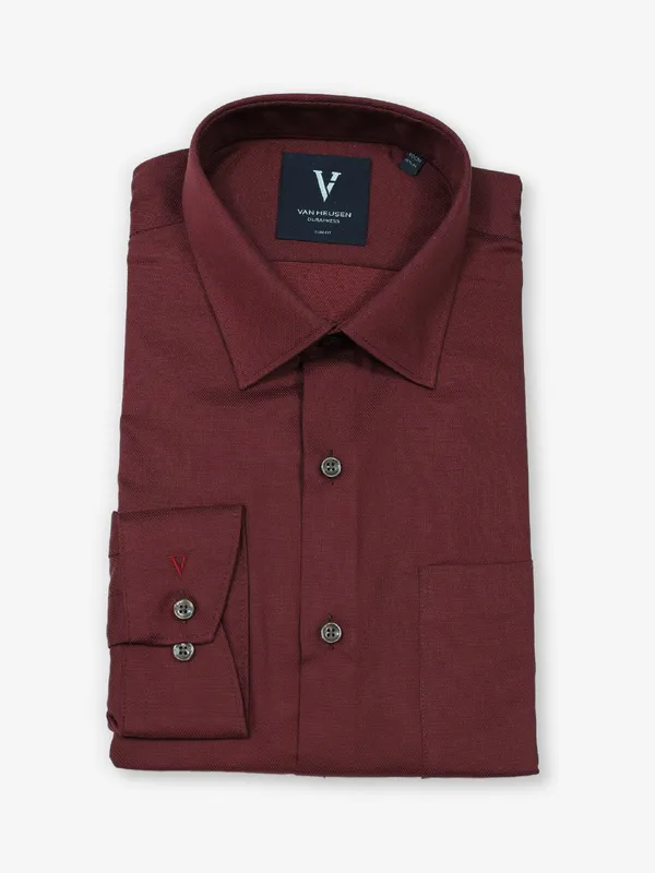 VAN HUESEN formal slim fit maroon shirt