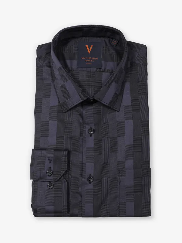 VAN HUESEN printed black formal wear shirt