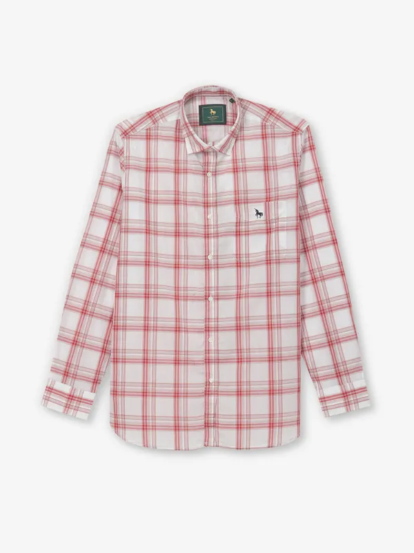 VAN HUESEN red checks cotton shirt