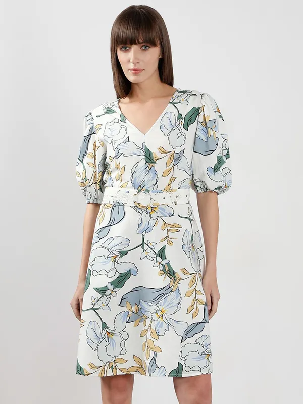 VERO MODA cotton printed white dress