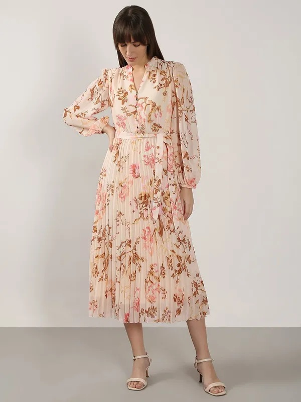 VERO MODA printed beige cotton dress