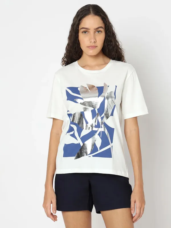 VERO MODA printed white t-shirt in cotton