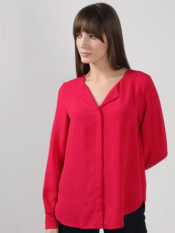 VERO MODA satin silk red shirt for women