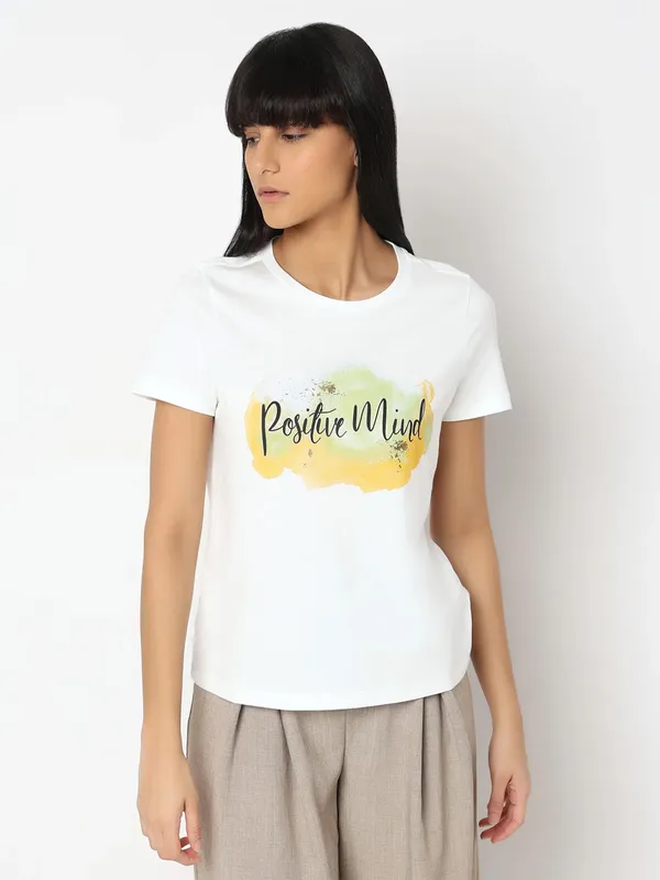 VERO MODA white cotton printed top