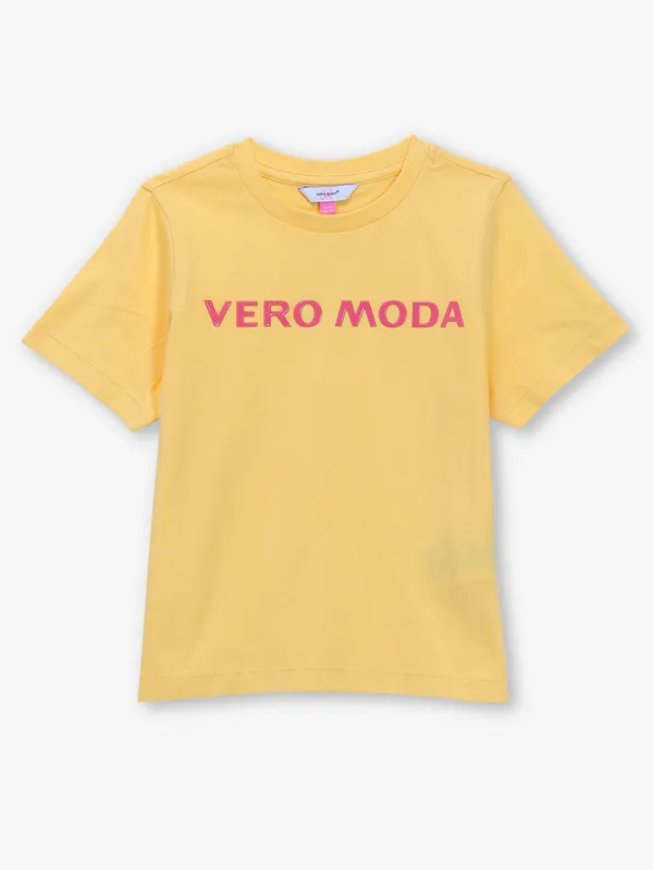 VERO MODA  yellow plain cottont-shirt