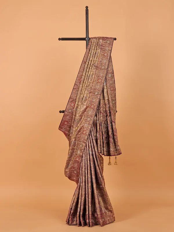 Violet zari weaving art kanjivaram silk saree