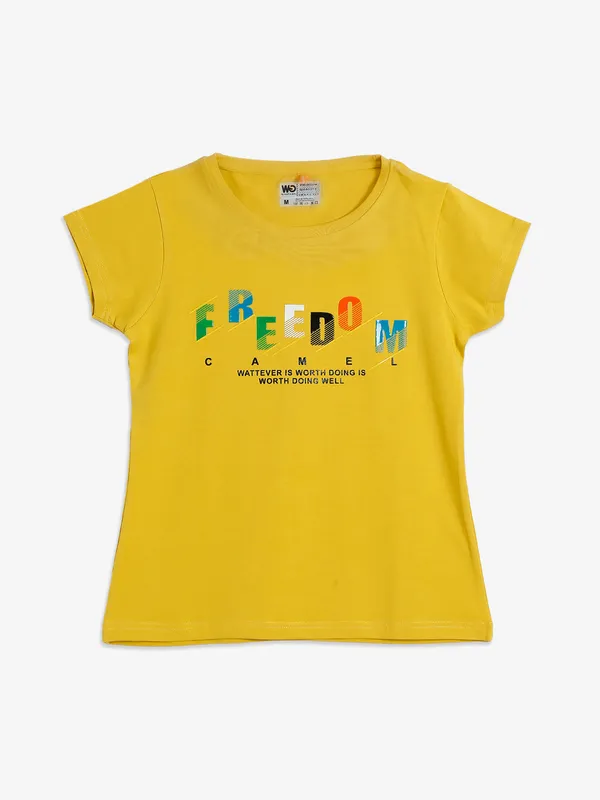 Wat a Gal mustard yellow cotton t shirt