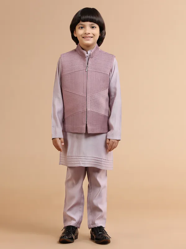 Wedding mauve pink waistcoat set in silk