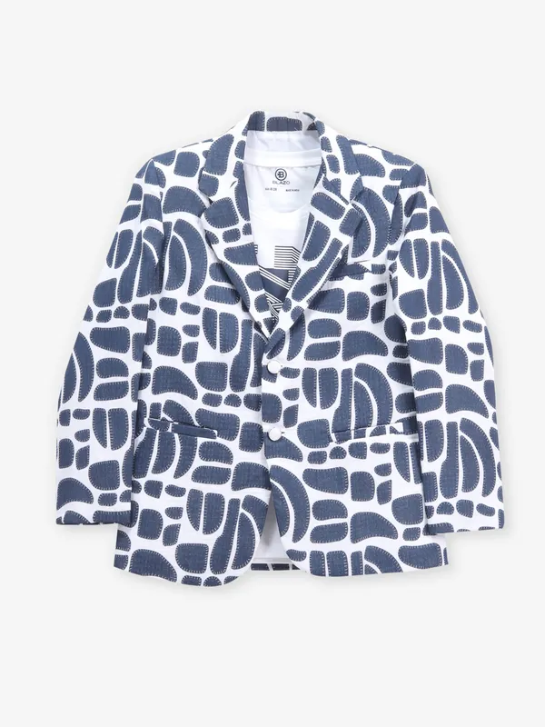 White and blue cotton party blazer