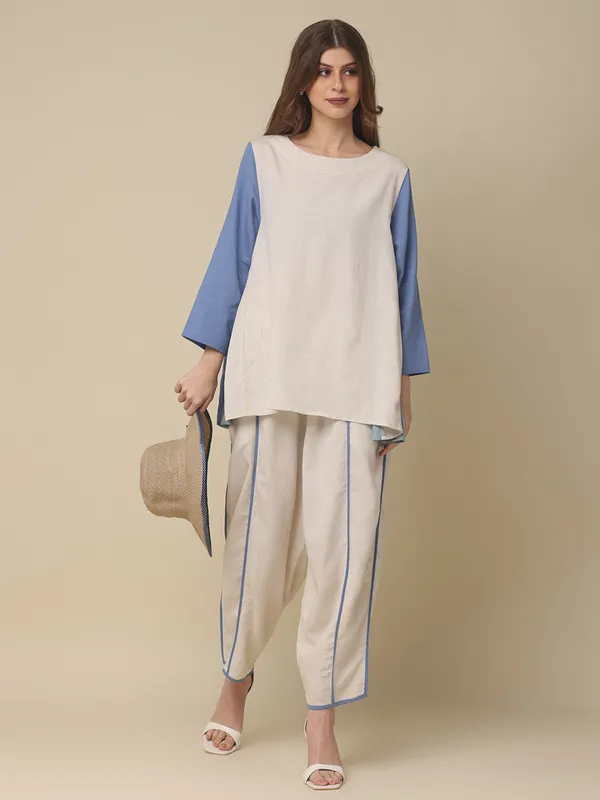 White cotton co ord set for women