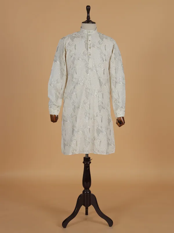 White cotton kurta jacket set for men