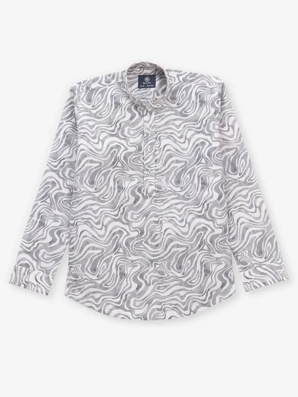 White cotton kurta style shirt for boys