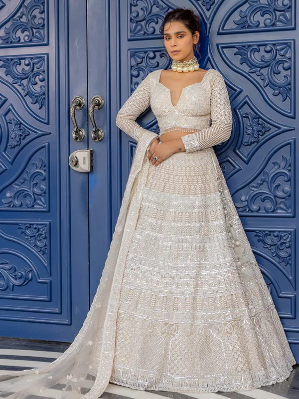 White gorgeous net lehenga choli