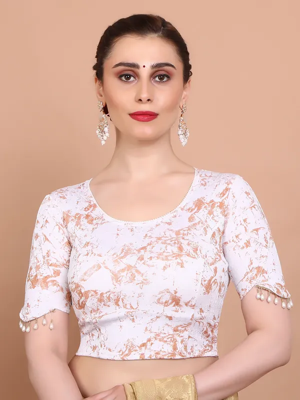 White lycra strechable ready made blouse