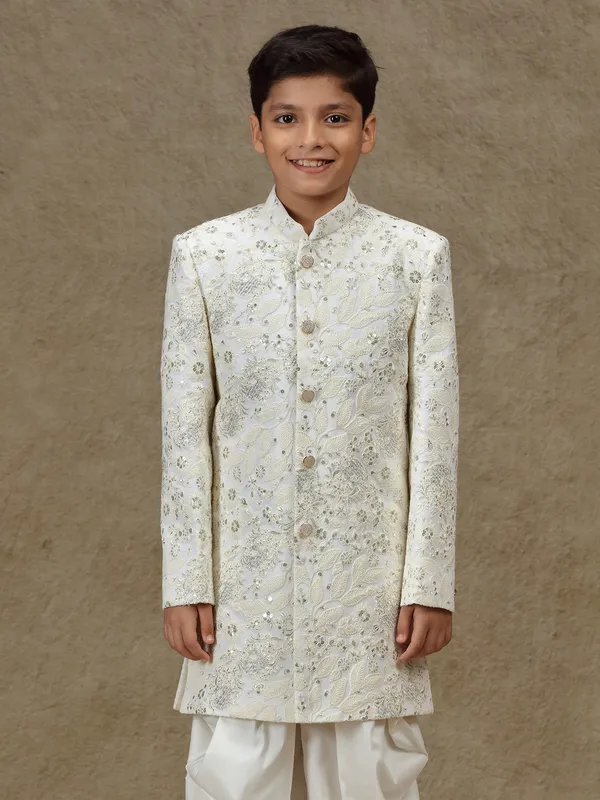 White silk boys indowestern