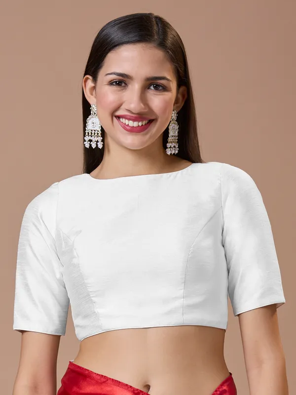 White silk readymade blouse