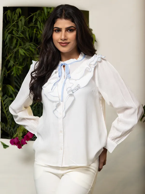 White silk top for women