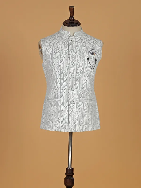White texture waistcoat in terry rayon