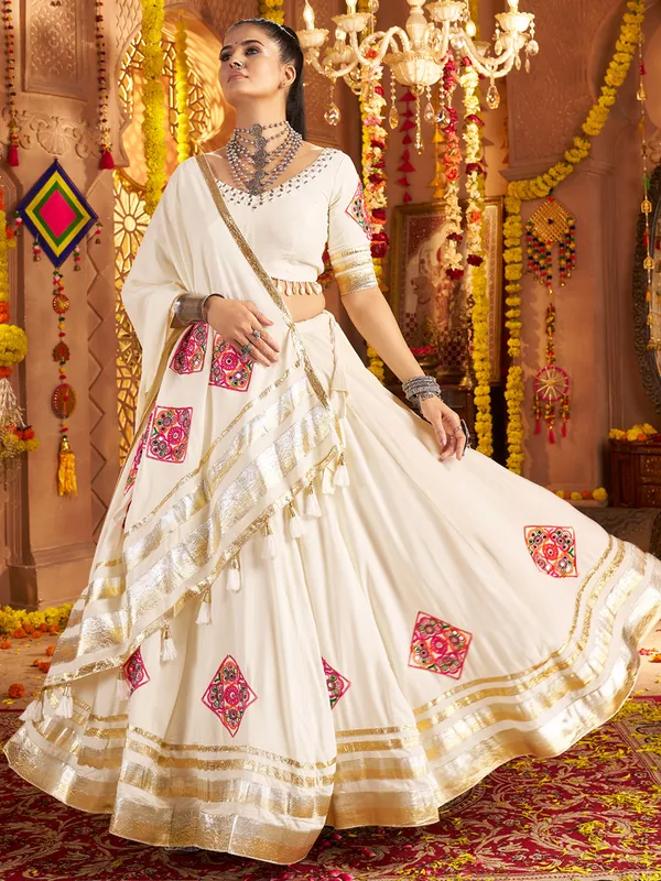 White viscose lehenga choli for navratri