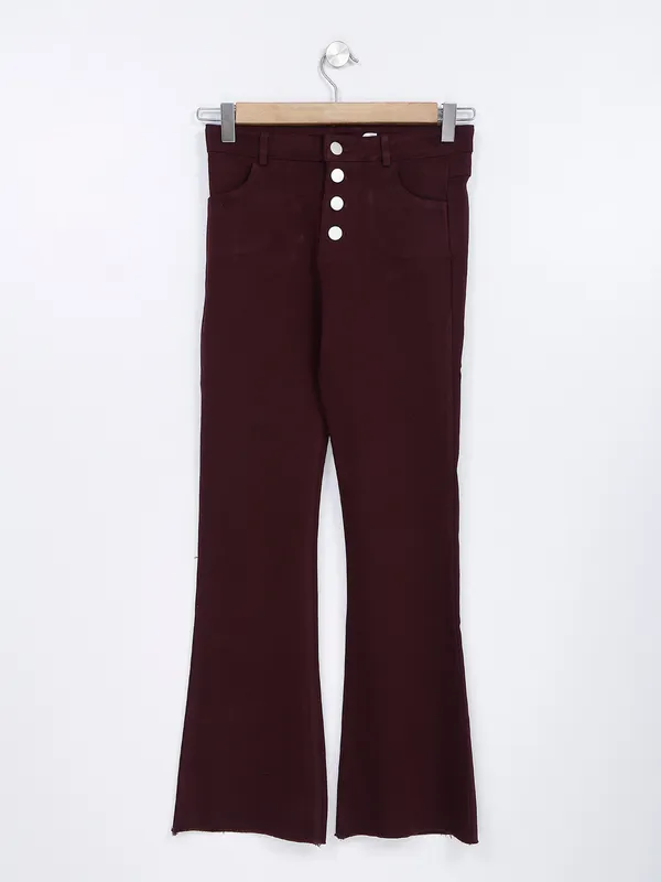 Wine bootcut denim jeans