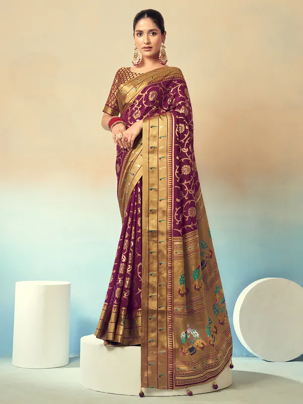 Wine georgette party wear saree