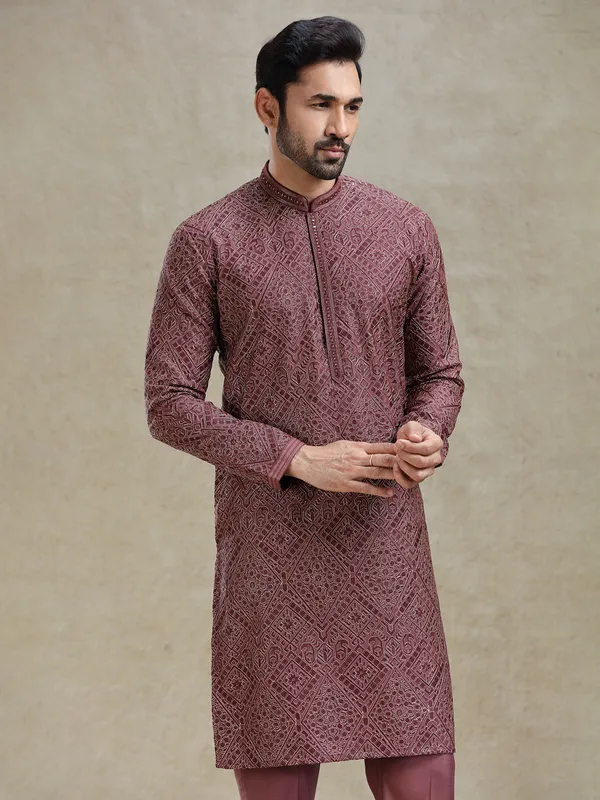 Wine kurta set for ethereal charming look
