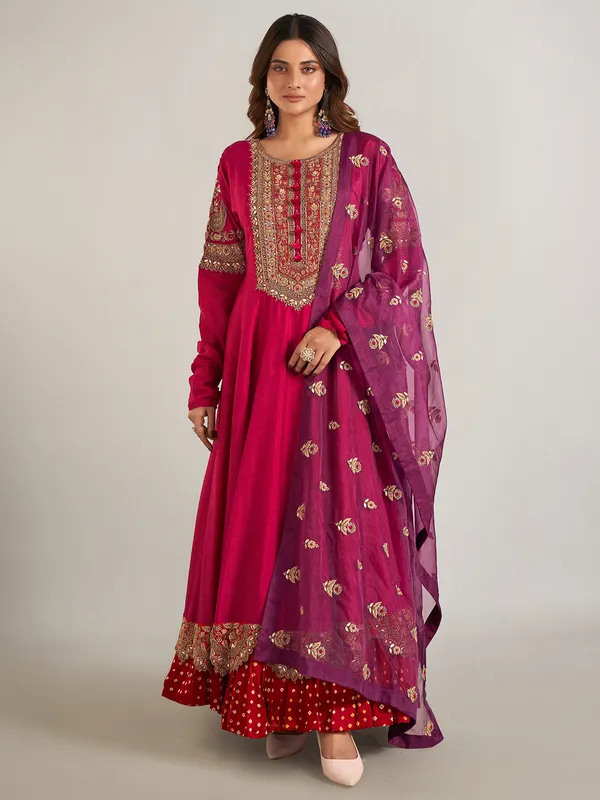 Wine raw silk wedding wear designer suit