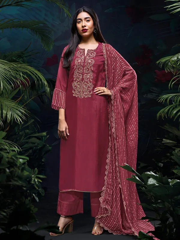 Wine silk festival wear palazzo suit