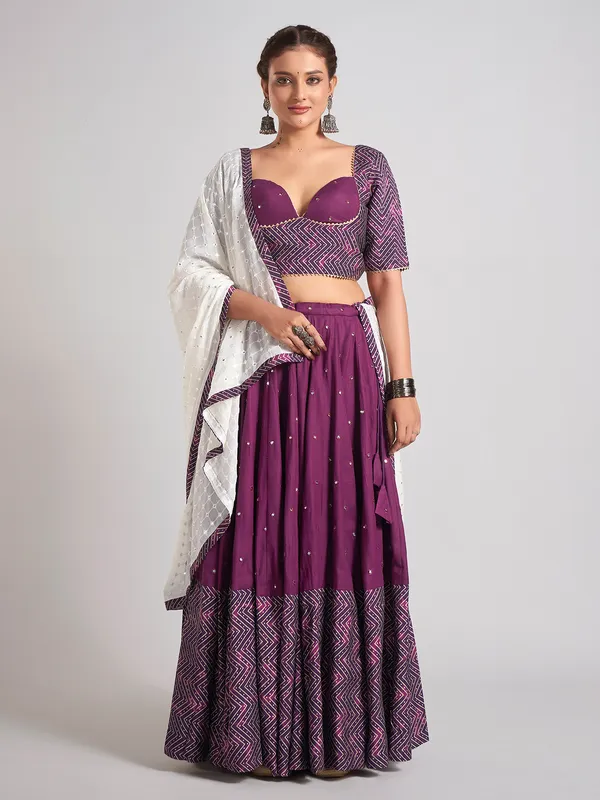 Wine silk gota weaving chaniya Choli