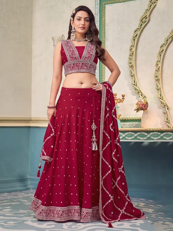 Wine silk lehenga choli for weddings