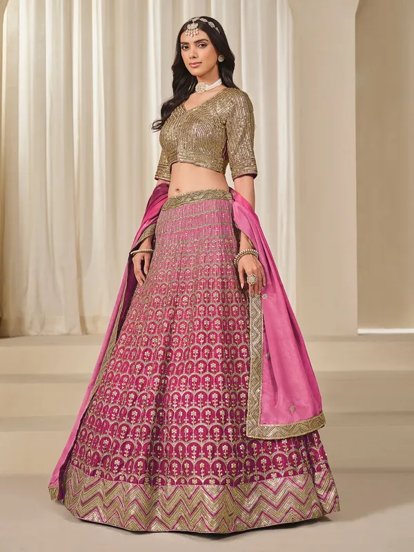 Wine silk lehenga choli with sequins work
