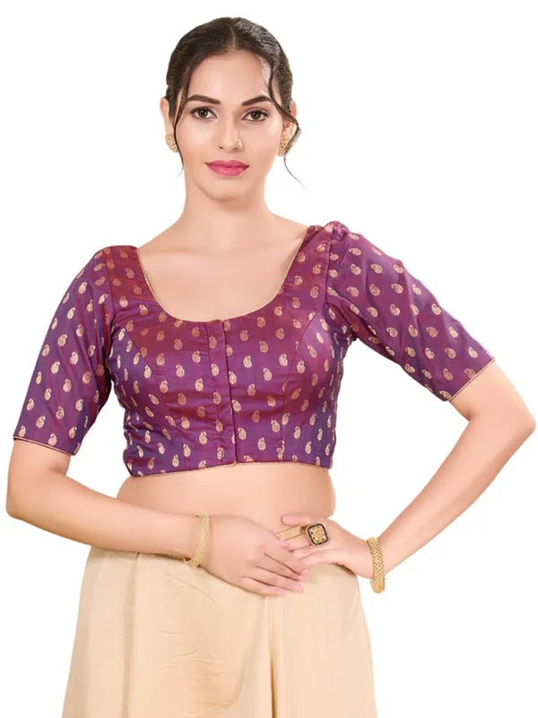 Wine silk ready made blouse