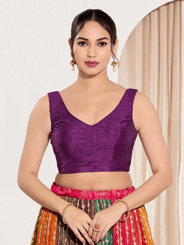 Wine silk ready made blouse for women