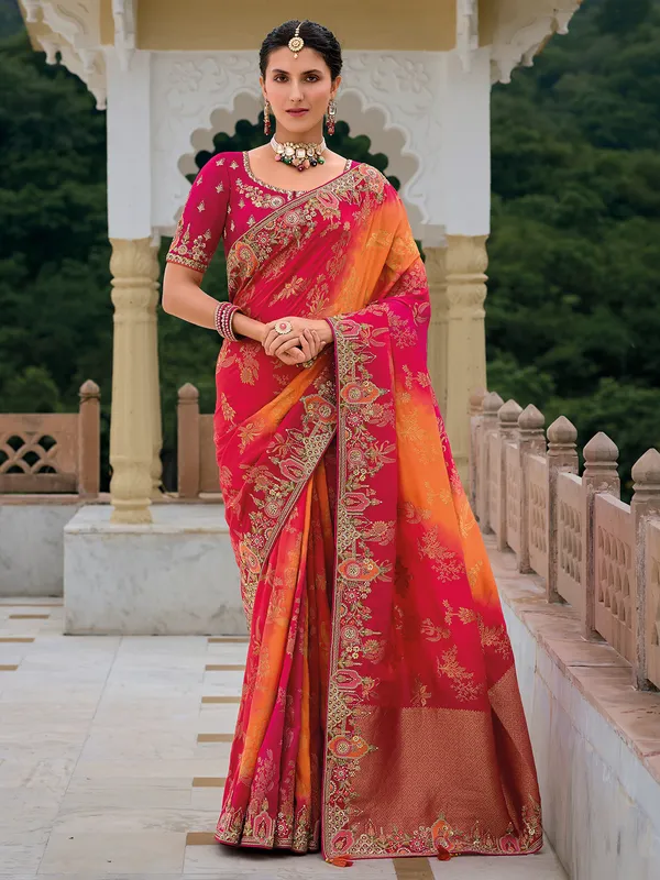 Wine silk saree for wedding wear