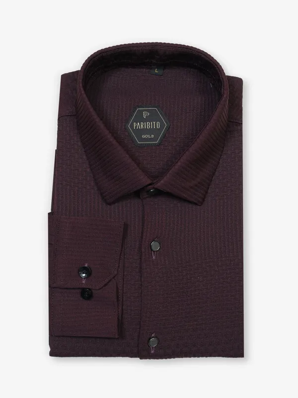 Wine textured cotton shirt for party wear
