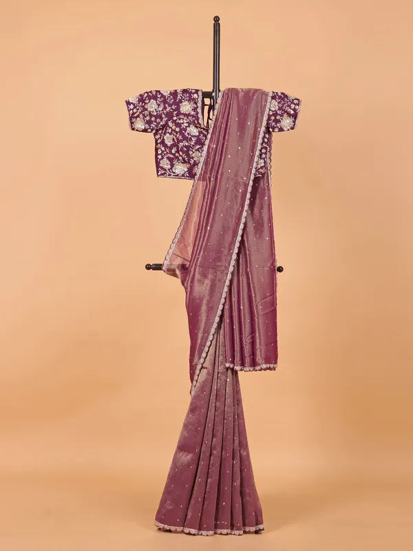 Wine wedding wear saree in organza