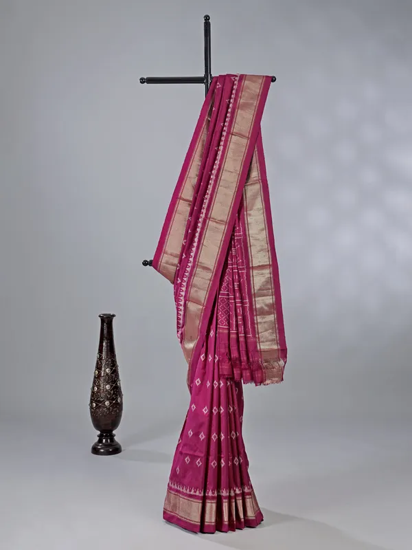 Wine zari weaving patola silk saree for festive occasions