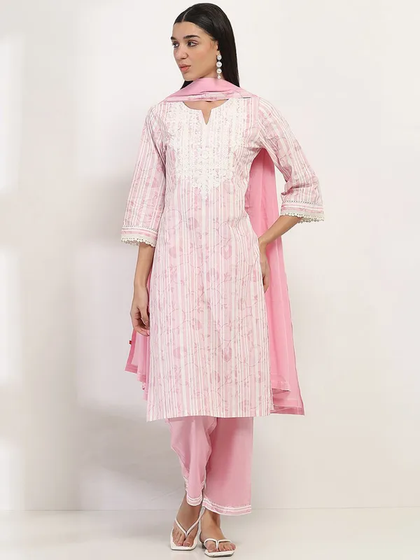 Women cotton kurti set in pink