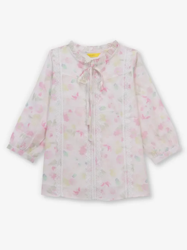 Women pink cotton printed top