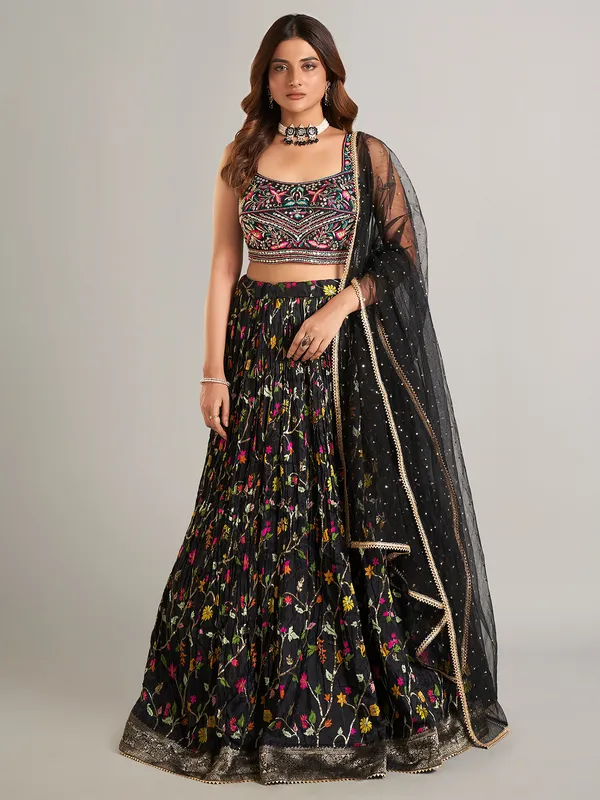 Wonderful black laycra lehenga choli