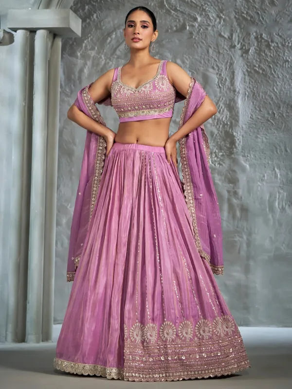 Wonderful light purple silk lehenga choli