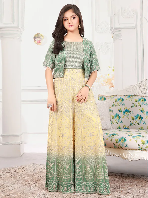 Yellow and green ombre style palazzo set